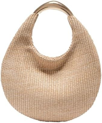 Straw Bag for Women, Boho Chic Woven Hobo Tote Handbag, Handmade Straw Crescent Purse, Lightweigh... | Amazon (US)