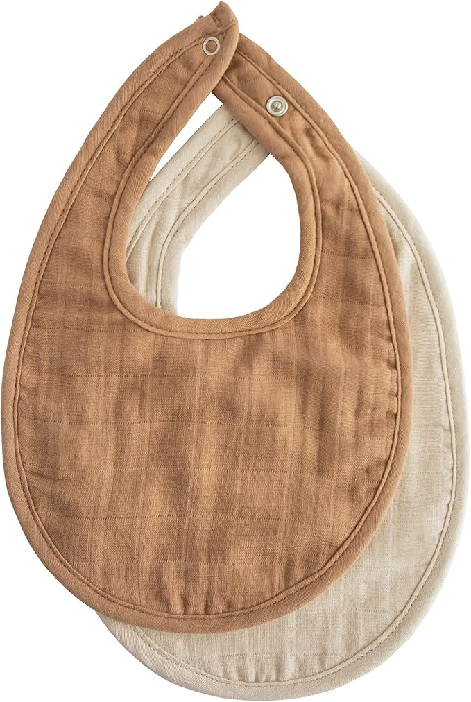 mushie Muslin Baby Bib | Soft Cotton for Drips, Drools & Feedings | Adjustable Fit | 2 Pack | Amazon (US)