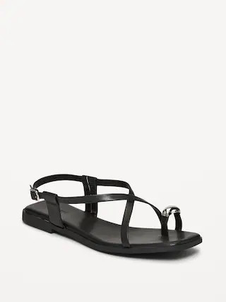 Faux Leather Strappy Toe Ring Sandals | Old Navy (CA)