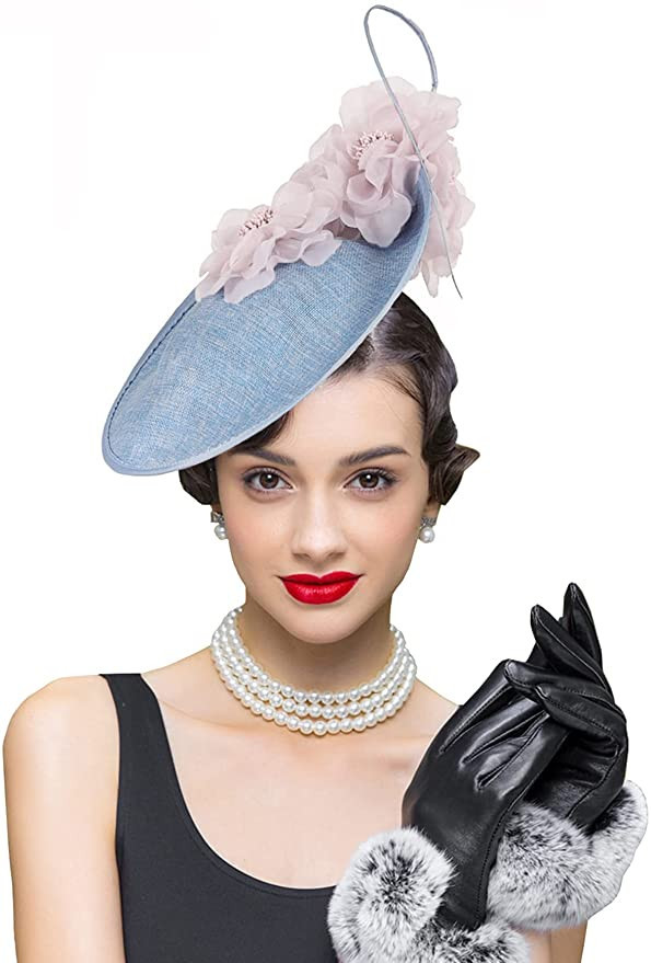 ORIDOOR Women Sinamay Fascinators Derby Tea Party Wedding Flower Feathers Headpiece with Headband... | Amazon (US)