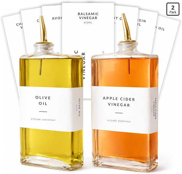 SAVVY & SORTED Glass Olive Oil Dispenser Bottle Set for Kitchen, 2PK Oil and Vinegar Dispenser Se... | Amazon (US)