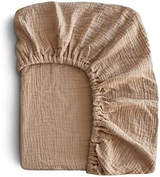 mushie Extra Soft Muslin Fitted Mini Crib Sheet | 24"x 38" (Pale Taupe) | Amazon (US)