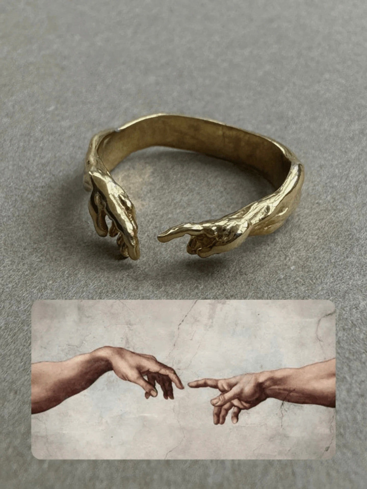 Unique Minimalism Hand Of God Giving Life To Adam Ring For Women Fashion Party Jewelry Gifts Adju... | SHEIN