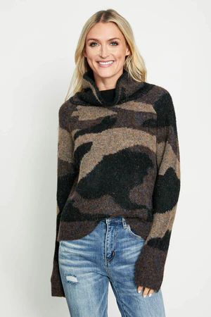 RD Style Camo Cowlneck Sweater | Social Threads