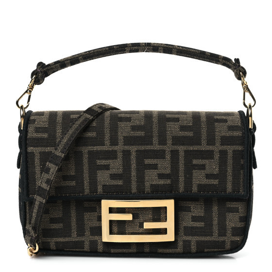 Fabric Jacquard FF 1974 Mini Baguette Tobacco Moro Black | FASHIONPHILE (US)