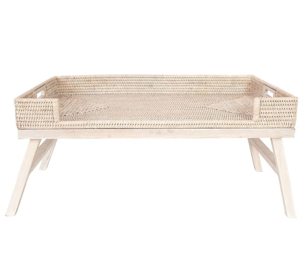 Tava Handwoven Rattan Serving Tray with Stand | Pottery Barn (US)