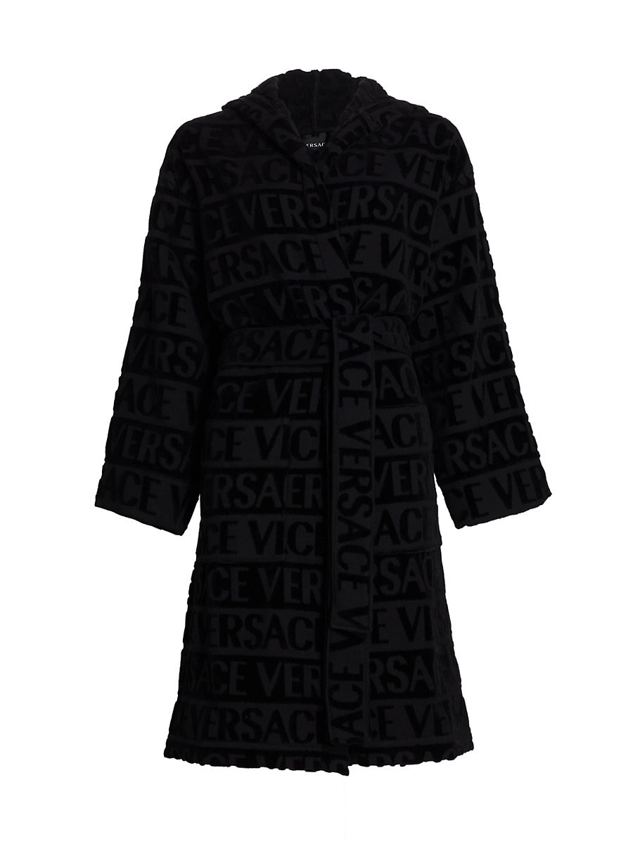 Women's Repeat Logo Cotton Robe - Black - Size Large | Saks Fifth Avenue