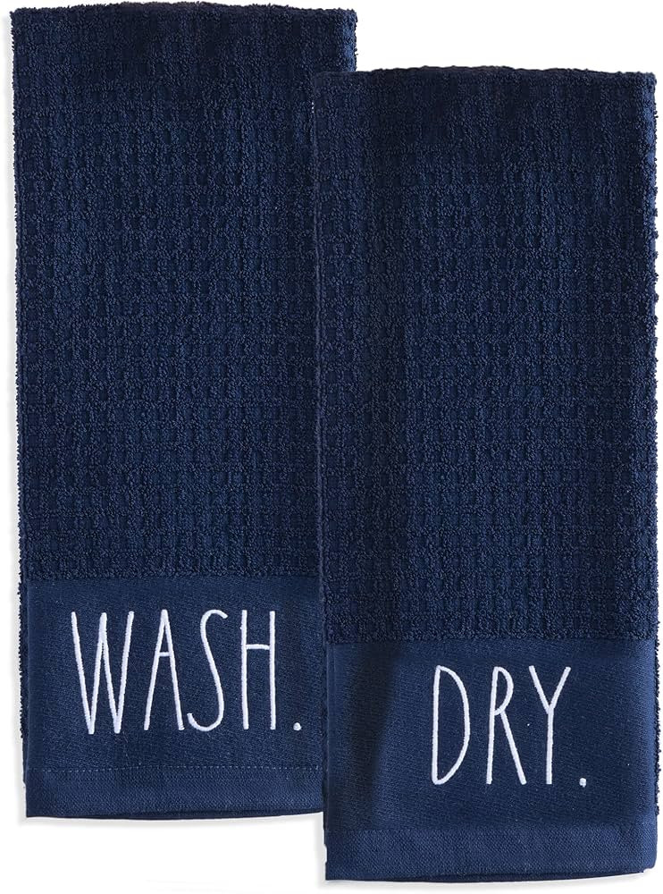 Rae Dunn Set of Hand Towels for Kitchen and Bathroom, 100% Cotton, Embroidered Dish Towels, Decor... | Amazon (US)