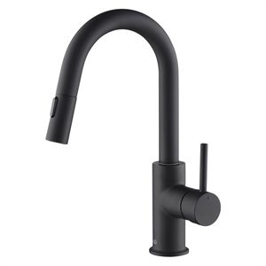 Single-Hole Pull-Down Black Kitchen Faucet with Sprayer and Magnetic Docking | Cymax
