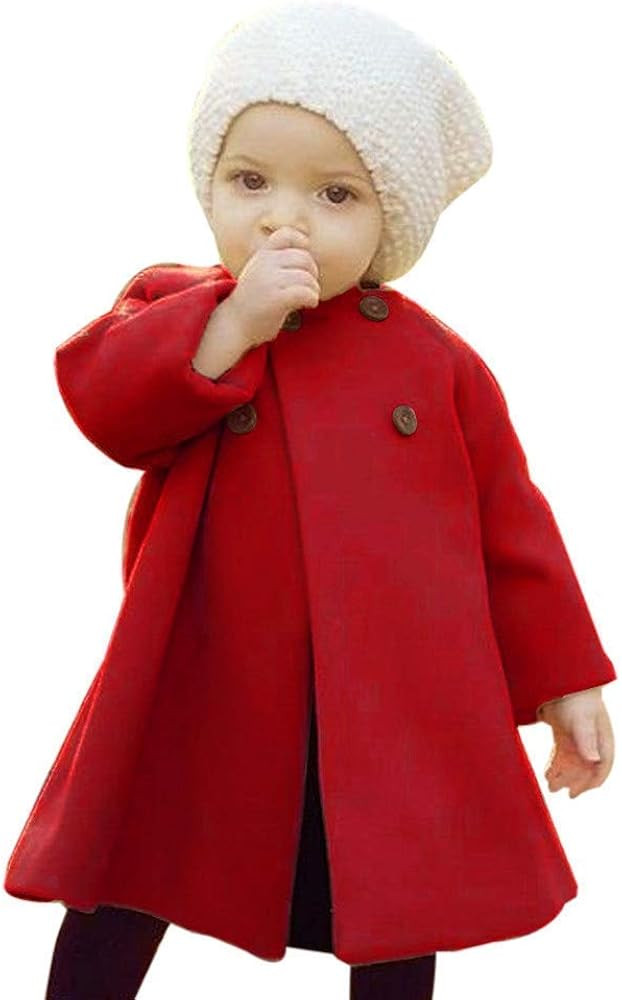 XFGLCK Toddler Baby Girls Coats Cloak Button Jacket Outerwear Fall Winter Clothes | Amazon (US)