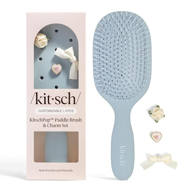 KitschPop™ Paddle Hairbrush for Women – Flexible Bristles Paddle Brush for Less Breakage, Sca... | Amazon (US)