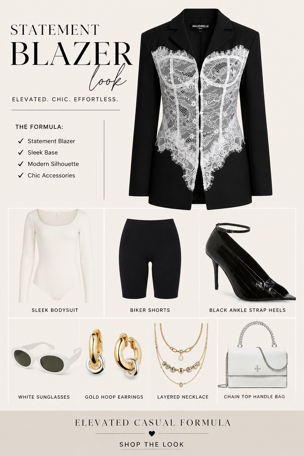 Statement pieces make getting dressed easier.

When your blazer does the talking, everything else can stay simple.

I paired this lace statement blazer with a sleek base + classic black heels for an elevated, effortless look.

Linked everything to recreate it ✨

#statementblazer
#blazeroutfit
#elevatedstyle
#effortlessstyle
#styleinspo
#ltkstyle

#LTKootd