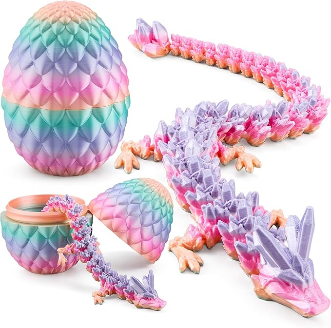 JOYIN 3D Printed Dragon Eggs with 12" Laser Rainbow Dragon Inside, Magic Articulated Toys, Cool 3... | Amazon (US)