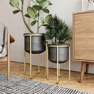 Rizzy Mid Century Planters (Set of 2) - 23.5"H x 13"W x 13"D / 17.5"H x 11"W x 11"D | Bed Bath & Beyond