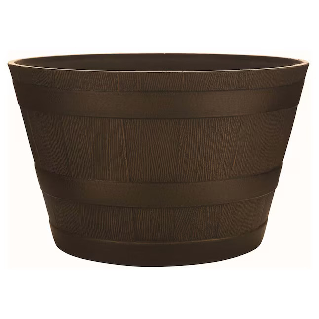 Southern Patio Round 22.24-in W x 22.24-in L Brown Resin Indoor/Outdoor Planter | Lowe's