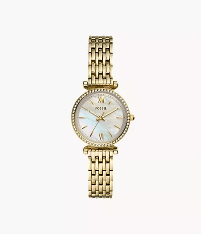 Carlie Mini Three-Hand Gold-Tone Stainless Steel Watch | Fossil (US)