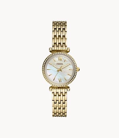 Carlie Mini Three-Hand Gold-Tone Stainless Steel Watch | Fossil (US)