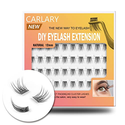 Lash Clusters, DIY Eyelash Extension, 40 Clusters Reusable Individual Lashes, Natural Fluffy Wispy Individual Eyelash Clusters for Home Eyelash Extensions (Natural-12mm) | Amazon (US)