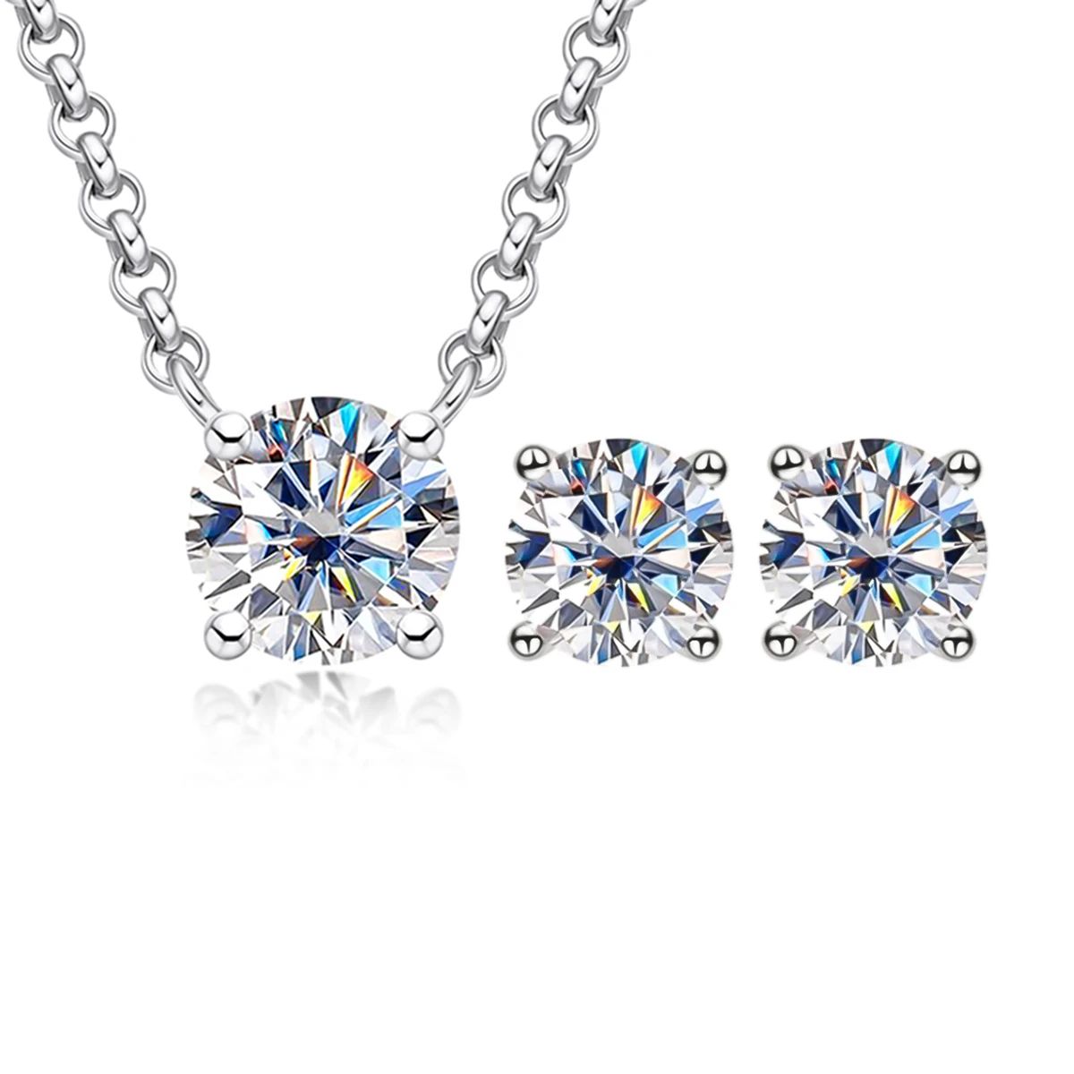 AnuJewel 2ct Moissanite Necklace 1ct Moissanite Earrings 925 Sterling Silver Jewelry Bridal Set W... | AliExpress (US)