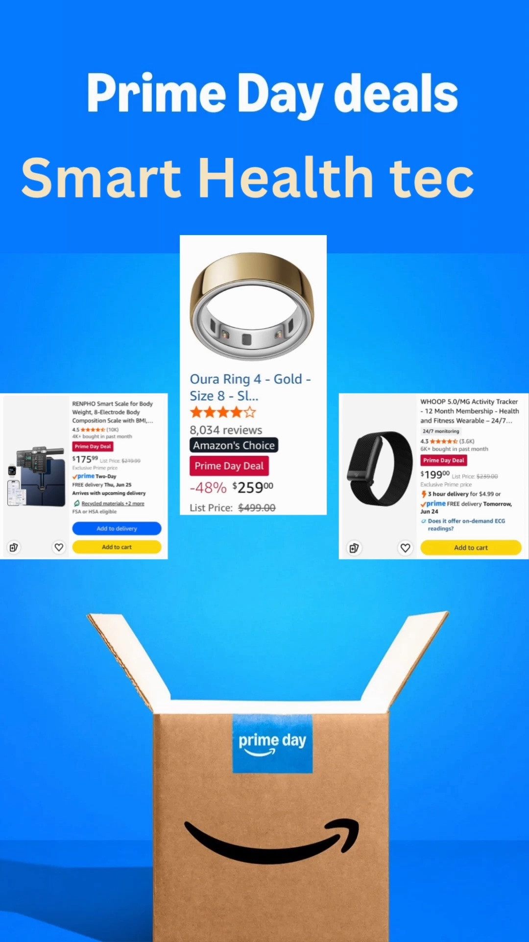 Prime Day is the perfect time to upgrade your wellness routine for less. 

Whether you’re tracking sleep with Oura, optimizing recovery with WHOOP, monitoring your health with a smart scale, or building better habits, these are some of the best tech deals worth grabbing before they’re gone.

I’ve rounded up my favorite health & fitness finds on sale—shop through my LTK or Amazon Idea List before Prime Day ends!

#AmazonPrimeDay #PrimeDayDeals #WellnessTech #SmartHealth #FitnessTech #OuraRing #WHOOP #SmartScale #HealthTracker #Biohacking #HealthyLiving #AmazonFinds #AmazonDeals #LTKCreator #LTKSaleAlert #TechDeals #SelfCare #FitnessJourney #Recovery #HealthGoals