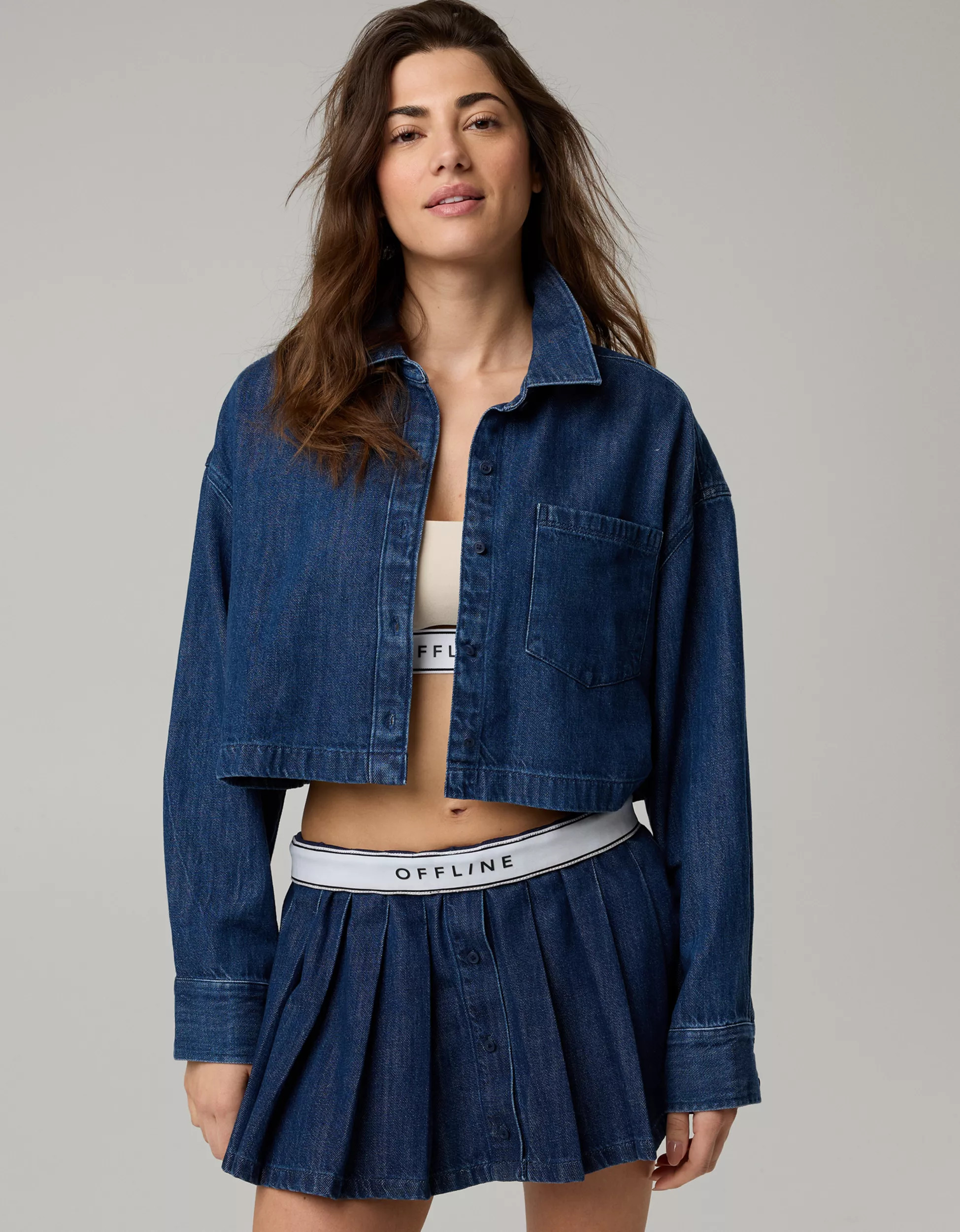 OFFLINE By Aerie Cropped Button Up Shirt | Aerie