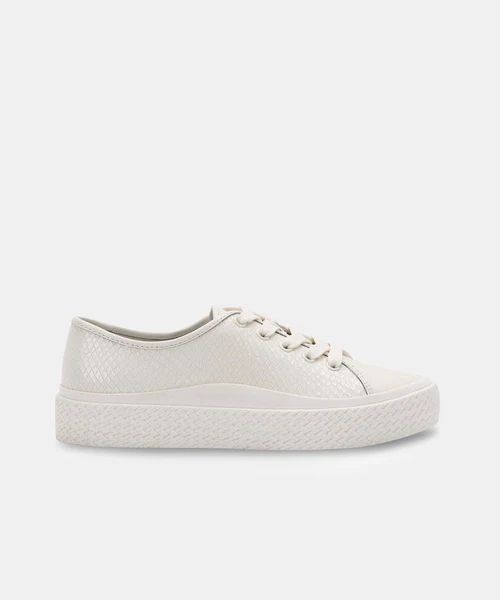 VALOR SNEAKERS IN WHITE EMBOSSED LEATHER | DolceVita.com