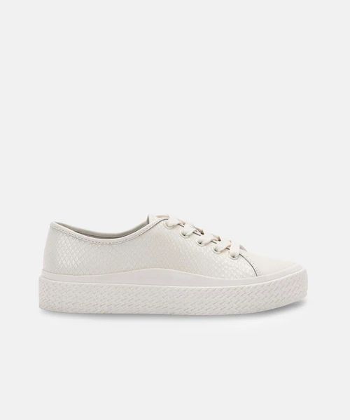 VALOR SNEAKERS IN WHITE EMBOSSED LEATHER | DolceVita.com