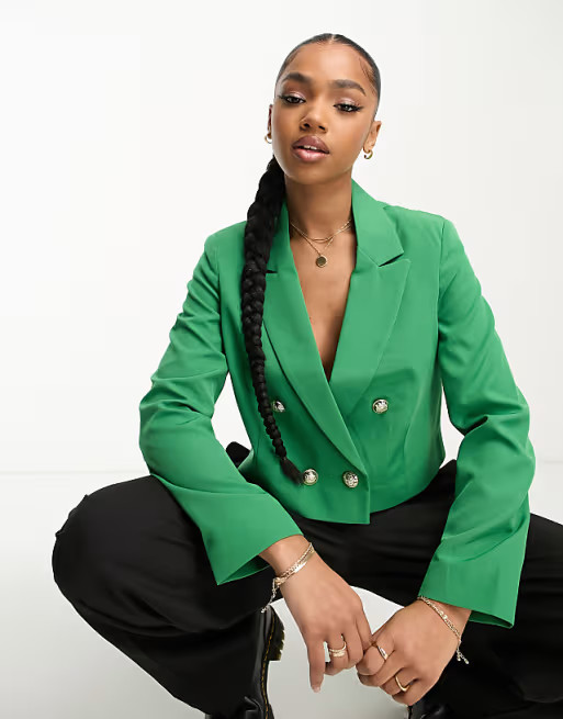 Miss Selfridge crop military blazer in bright green  | ASOS | ASOS (Global)