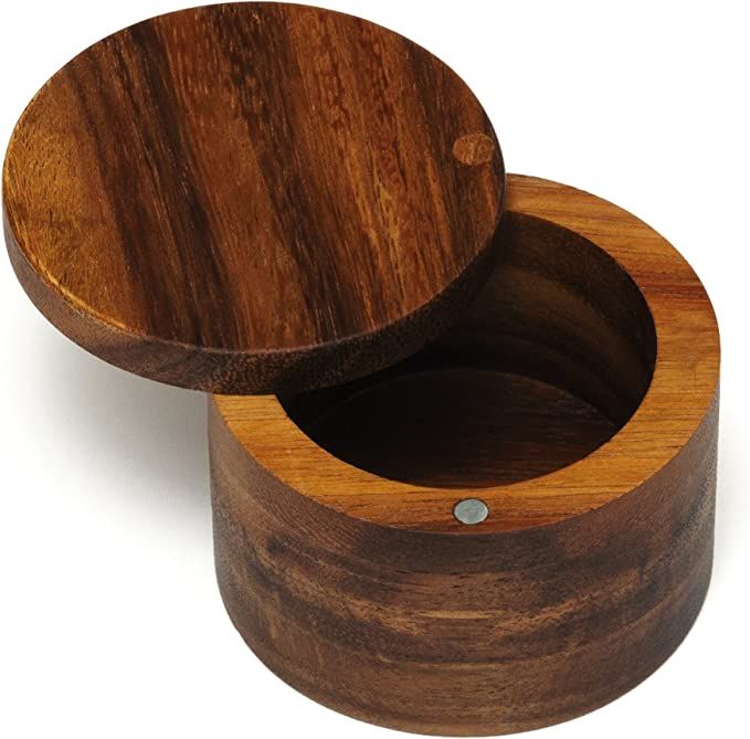 Lipper International Acacia Wood Salt or Spice Box with Swivel Cover, 3-1/2" x 2-1/2" | Amazon (US)