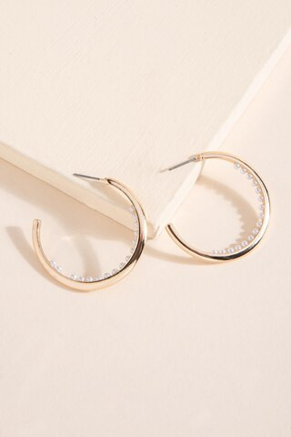 Ariadne Inside Pearl Lined Hoop Earrings | Francesca's