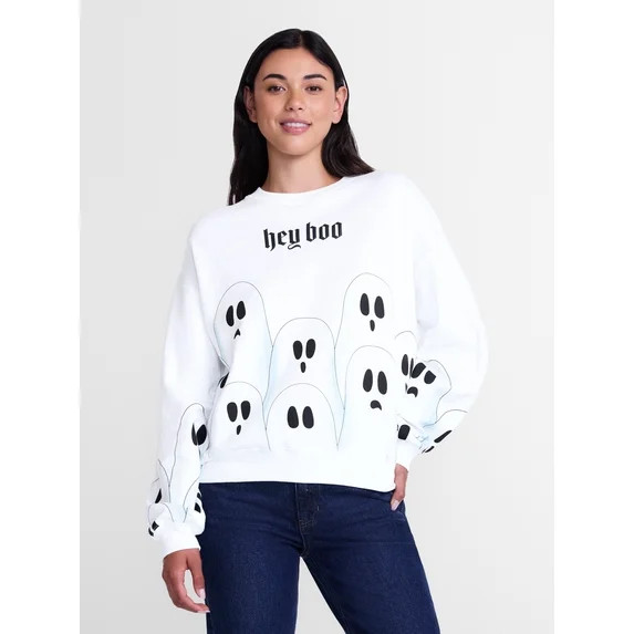 Halloween Women's Hey Boo Graphic Sweatshirt with Long Sleeves, Sizes XXS-XXL | Walmart (US)