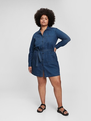 Tie-Waist Denim Mini Dress | Gap (US)
