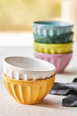 Amelie Assorted Latte Cereal Bowls, Set of 6 | Anthropologie (US)
