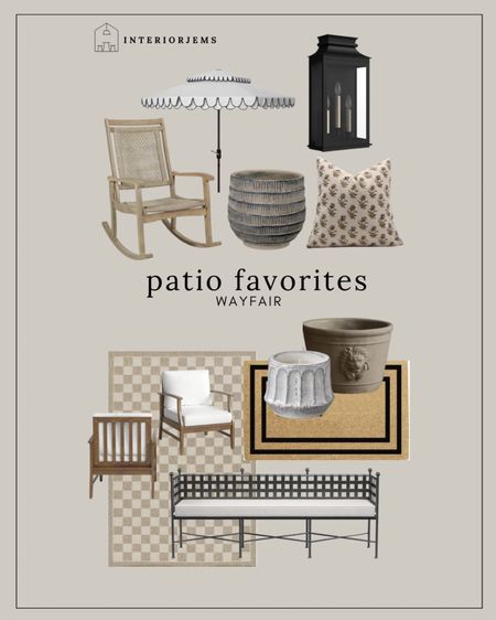 Patio favorites from Wayfair, on sale, porch and patio furniture, patio lounge, chair, patio, accent chair, outdoor wall, sconce, vintage, licking wall, sconce, small planter, outdoor pillow, outdoor bench, doormat, large planter

#LTKHome #LTKSaleAlert #LTKStyleTip