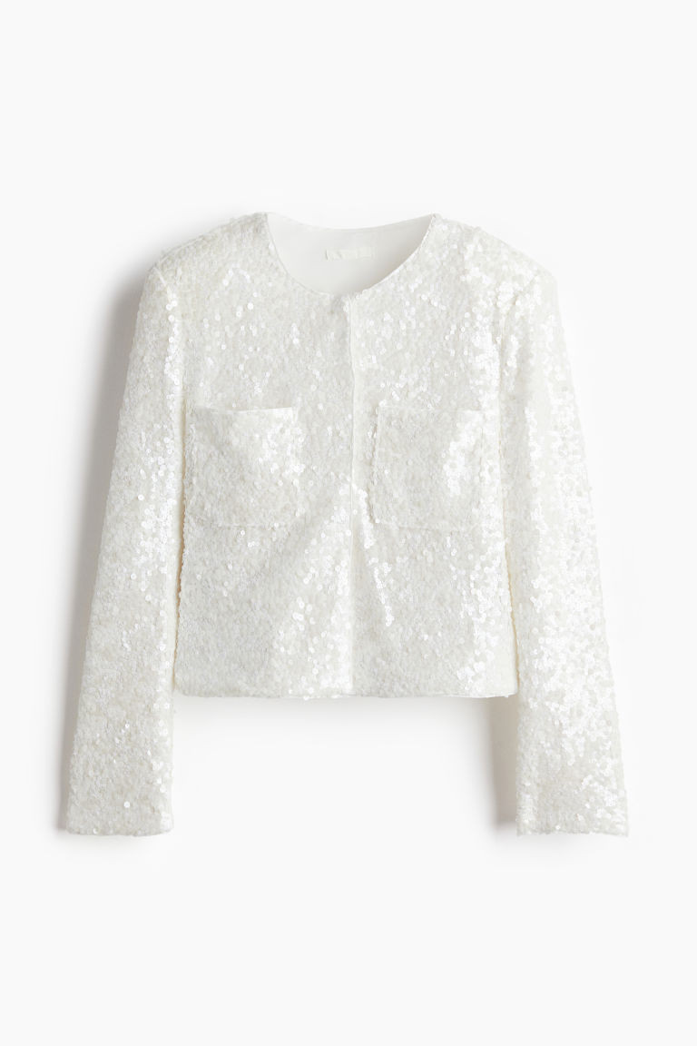 H & M - Sequined Blouse - White | H&M (US + CA)