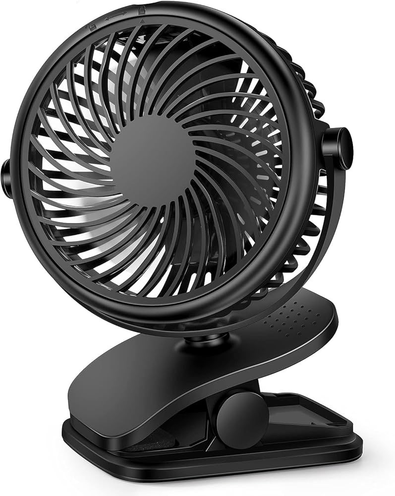 RJVW Stroller Clip On Fan, 3 Speed Rechargeable Battery Powerd USB Desk Fan, 4 Inch Table Cooling... | Amazon (US)