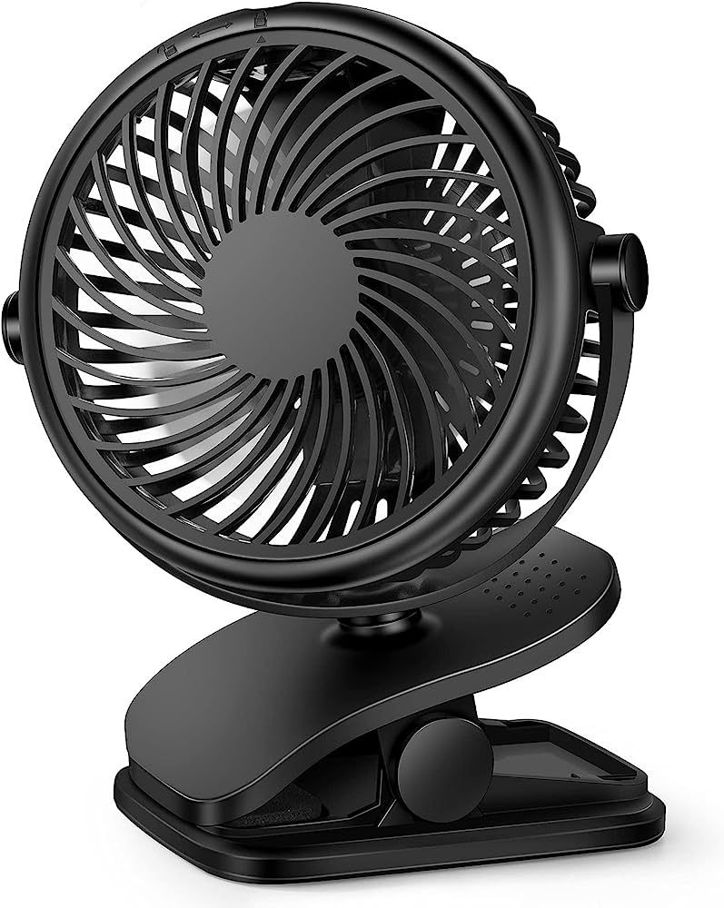 RJVW Stroller Clip On Fan, 3 Speed Rechargeable Battery Powerd USB Desk Fan, 4 Inch Table Cooling... | Amazon (US)
