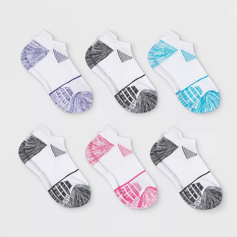 Hanes Premium Performance Women's Bounce Cushioned Marled 6pk No Show Tab Athletic Socks | Target