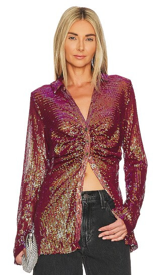 Sequin Shirtee Top in Dark Rhubarb | Revolve Clothing (Global)