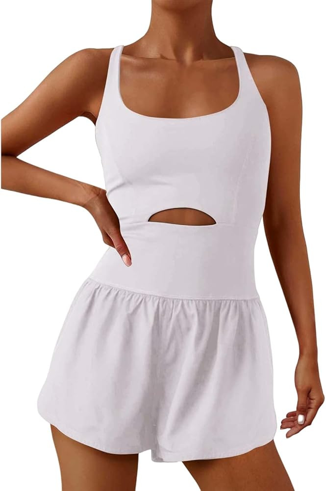 uSecee Workout Romper for Women One Piece Athletic Romper Running Short Onesie Sleeveless Exercis... | Amazon (US)