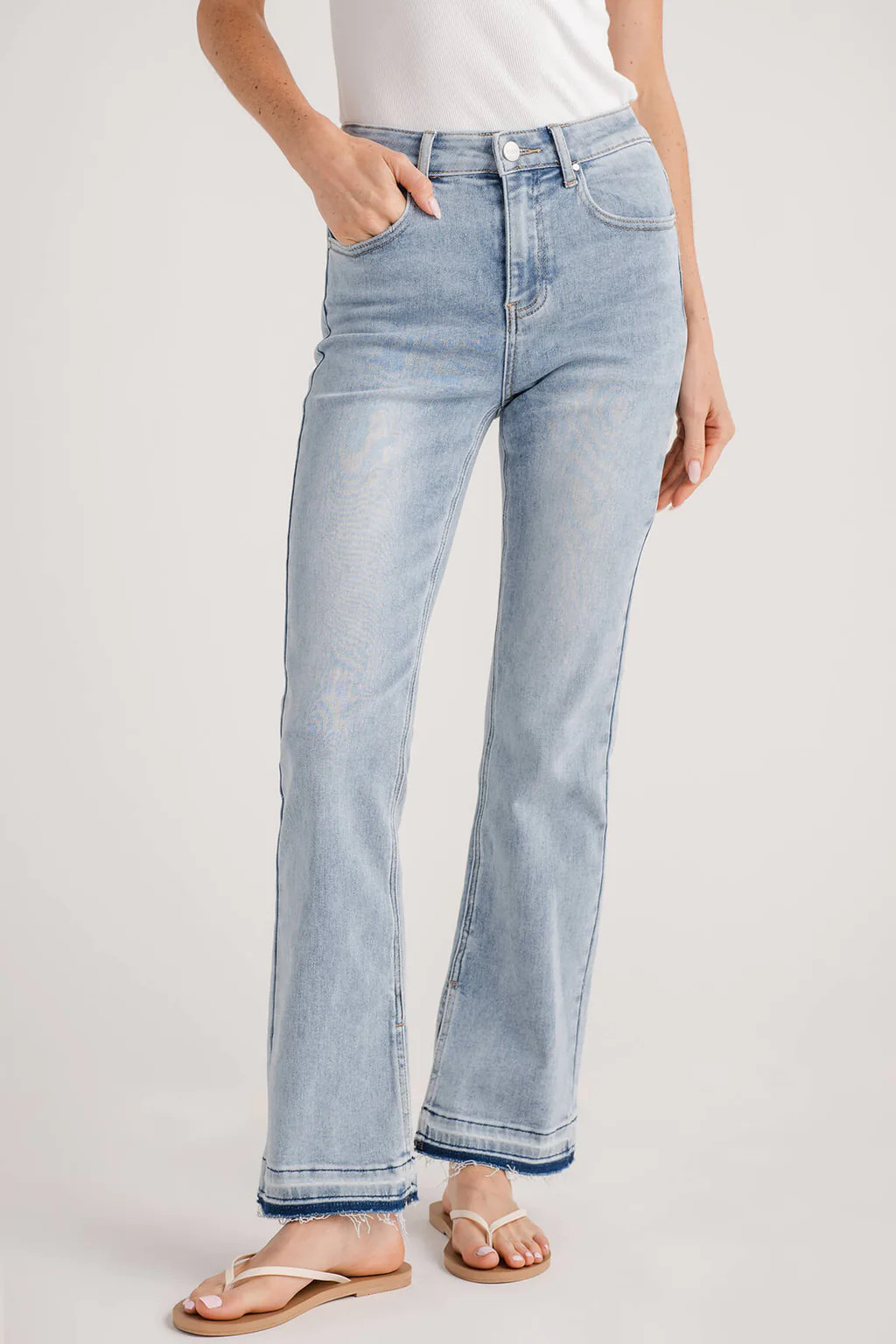 Risen Holly High Rise Straightleg Exposed Hem Jeans | Social Threads
