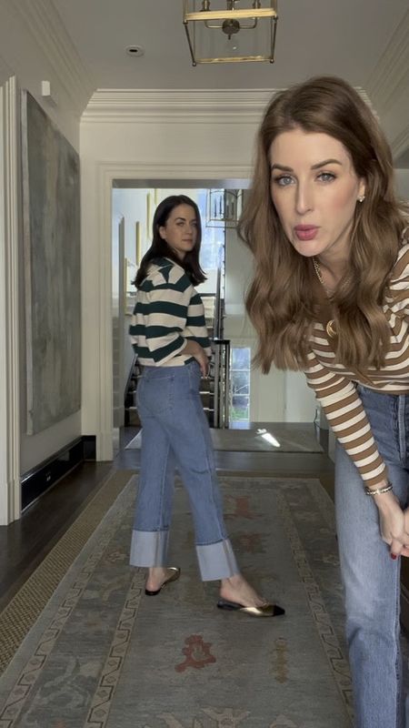 Twinning in stripes with my sister today!

-Both of our tops are a size small. Her Anthropologie top is cropped which fits perfectly with her high waisted denim. My Veronica Beard Top is a great style with just a tad of poof on the shoulders. 

-I’ve never found a pair of cuffed denim that I’ve  loved until my sister showed me this awesome pair. They are so cute and provide a great fit. She is wearing a 26. My denim are my tried and true Citizens that I’ve had for years. I’m wearing a 27.

-Both our shoes are a size 8.

Veronica Beard Denim, Larroude flats, Citizens of Humanity Denim

#LTKshoecrush #LTKover40 #LTKstyletip