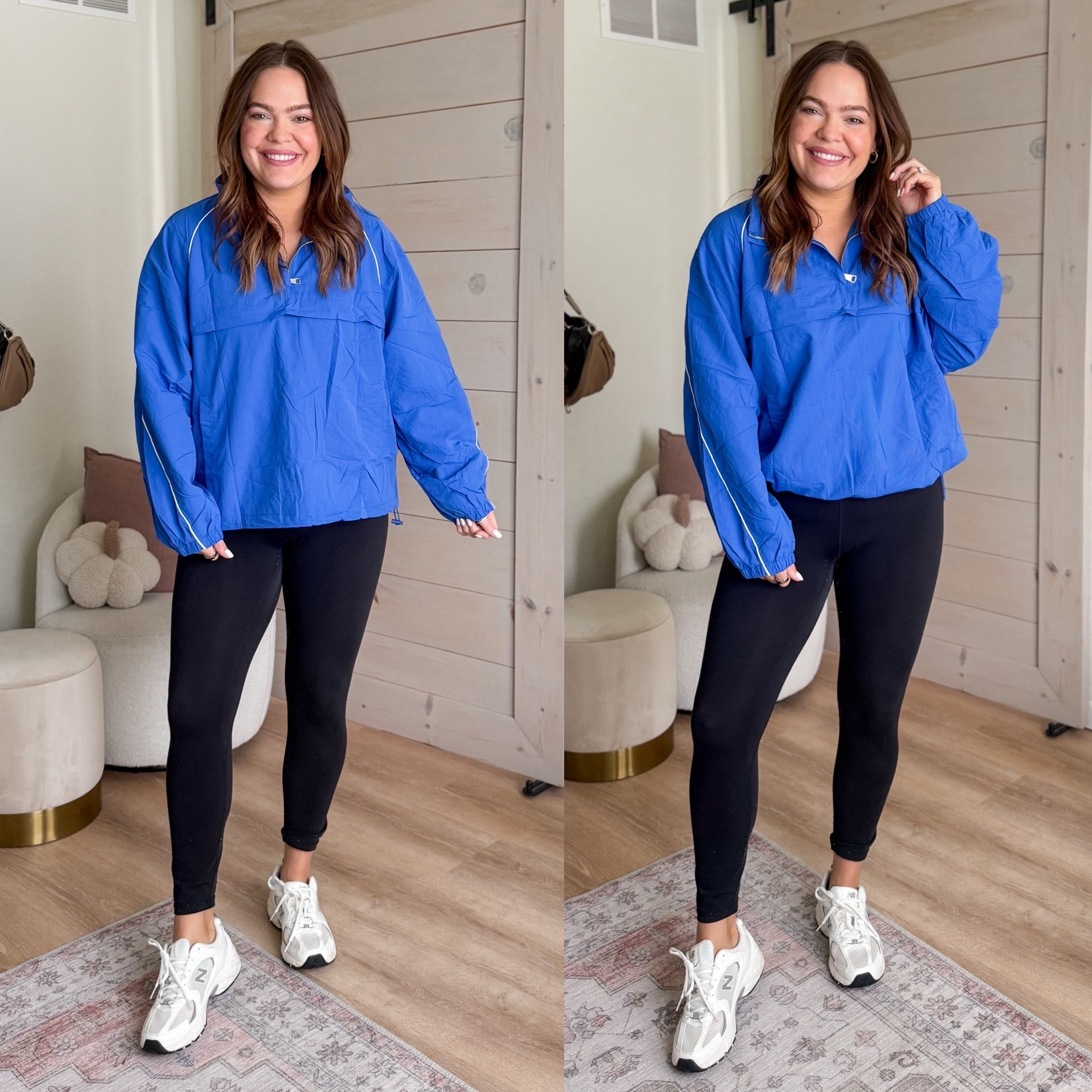 Love this cute athleisure / windbreaker style jacket paired with leggings for a workout look or running errands // athleisure outfit
 

 #LTKootd #LTKActive #LTKMidsize