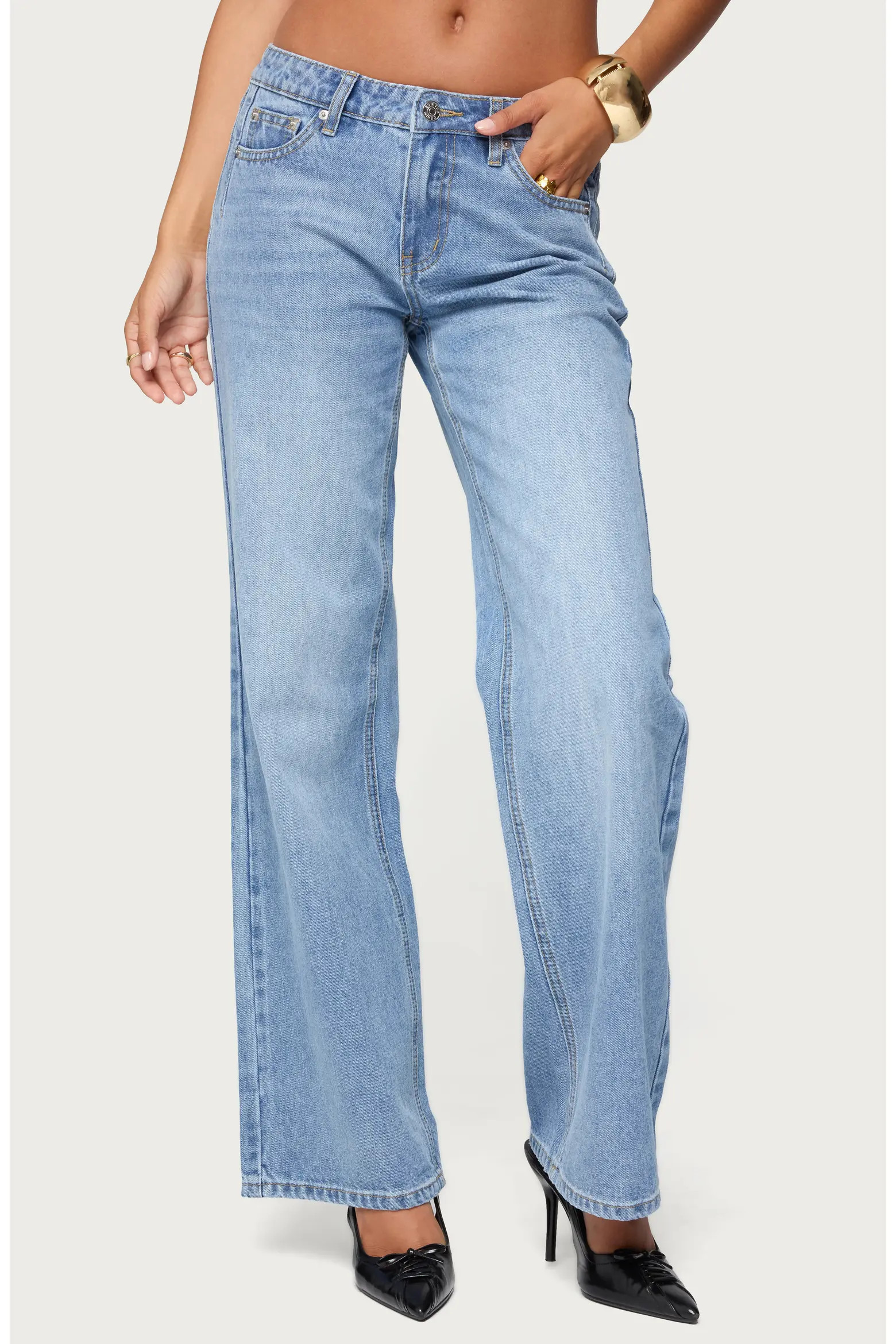 EDIKTED Holly Mid Rise Straight Leg Jeans (Women) | Nordstrom | Nordstrom