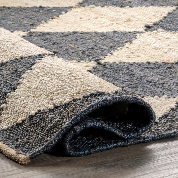 Charcoal Louie Diamond Checkerboard Jute Area Rug | Rugs USA