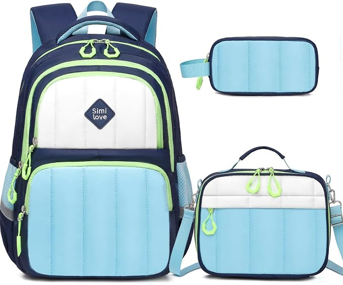 Kindergarten Backpack for Boys 5-8, 3PCS Quilted Backpacks Set | with Lunch Box & Pencil Pouch,15... | Amazon (US)