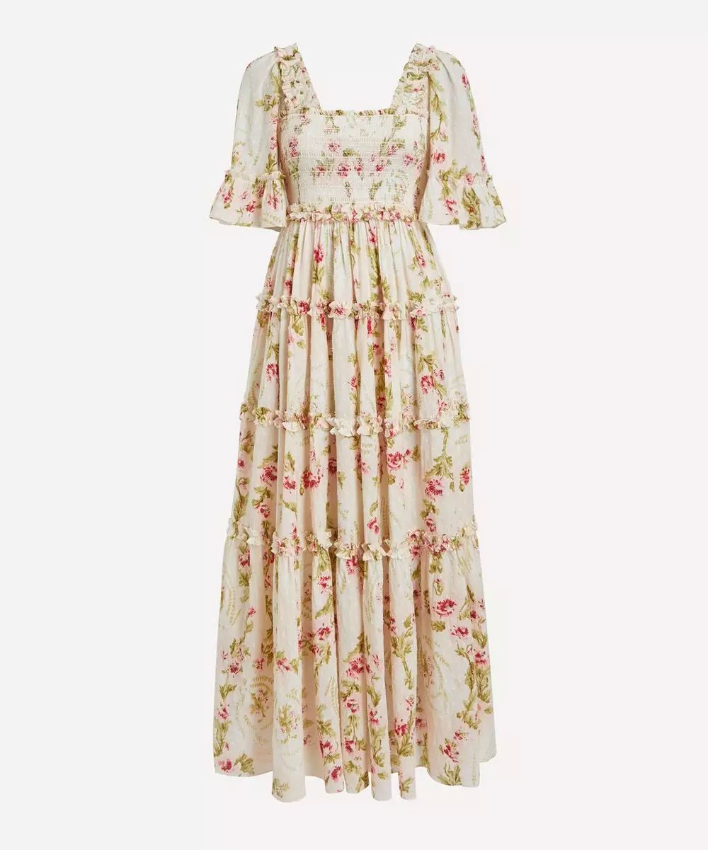 Waltzing Blooms Cotton Smocked Ankle Gown | Liberty London (UK)