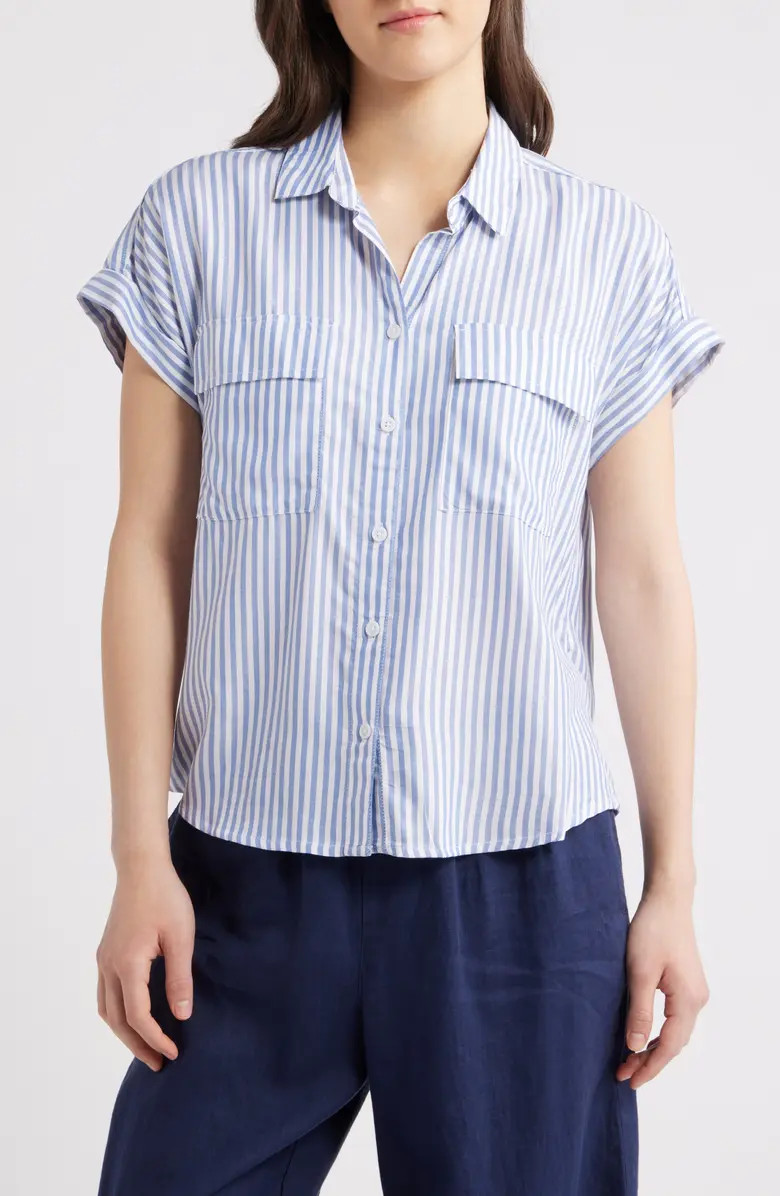 Kaiana Stripe Short Sleeve Button-Up Shirt | Nordstrom