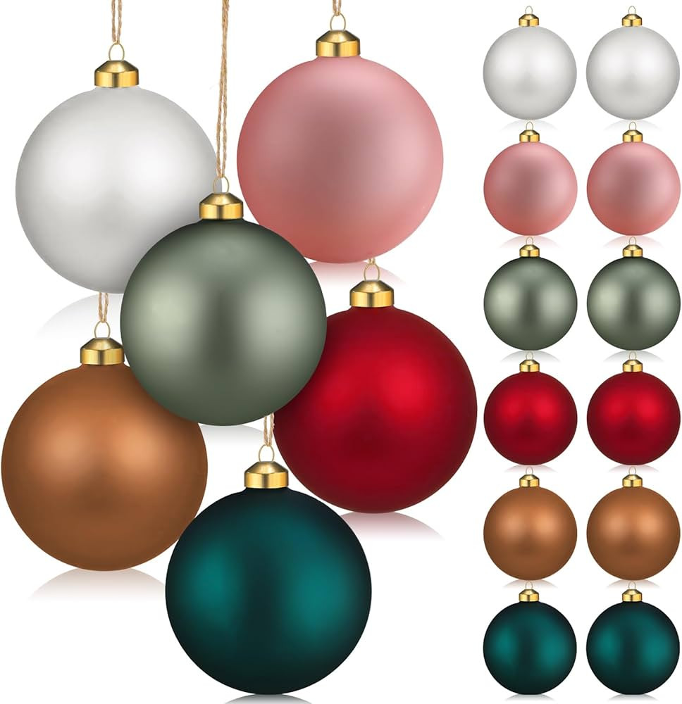 12 Pcs Matte Glass Christmas Ball Ornament 4 Inch Vintage Christmas Tree Ornament Christmas Tree ... | Amazon (US)