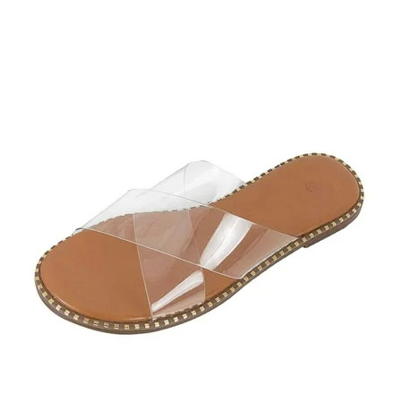 Womens House Shoes House Slippers Womens Studded Flat Sandals Open Toe Slip On Mule Slides Crossed S | Walmart (US)